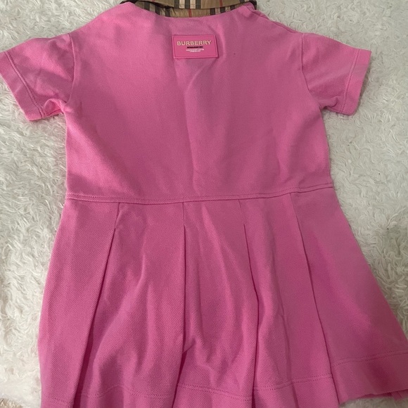 Burberry Kids Polo Dress in Pink with Plaid Collar - Picture 10 of 16